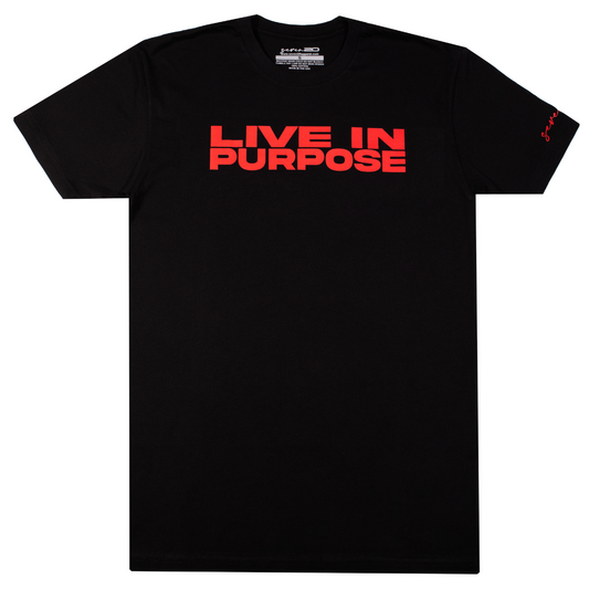 RED ON BLACK LIVE IN PURPOSE UNISEX TEE