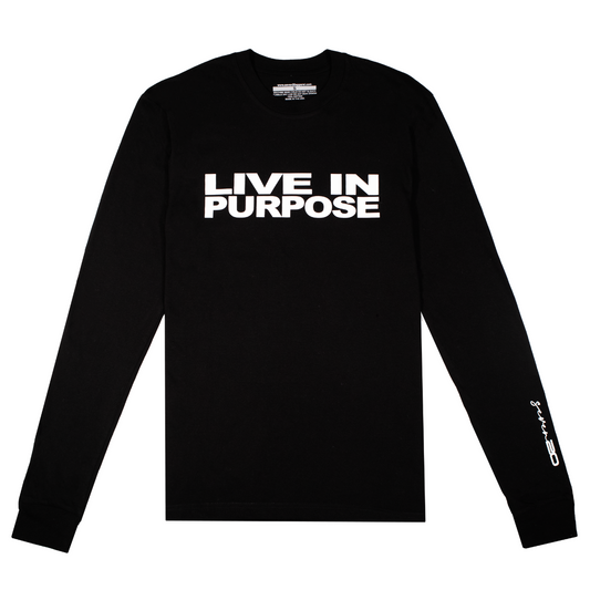 BLACK - LIVE IN PURPOSE  -  LONGSLEEVE TEE