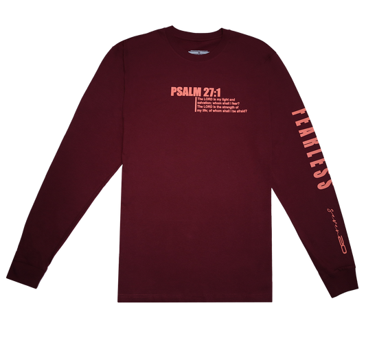 BURGUNDY PSALMS UNISEX LONGSLEEVE TEE